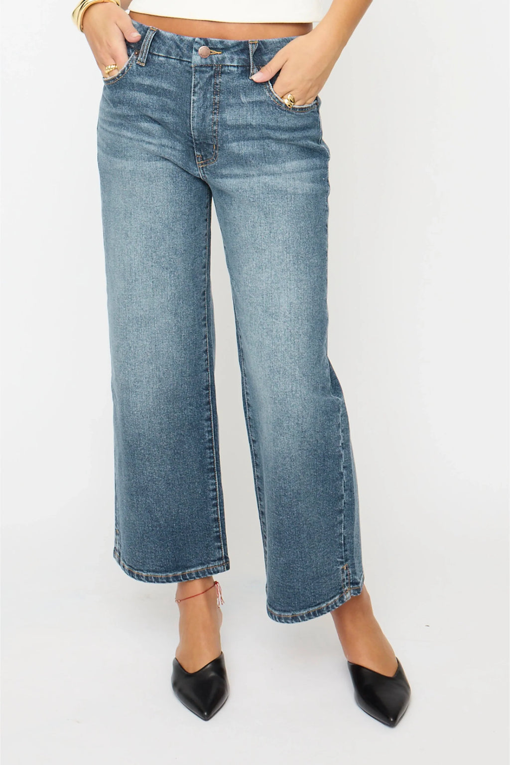 Addington Mid Rise Wide Leg Crop Vintage Worn