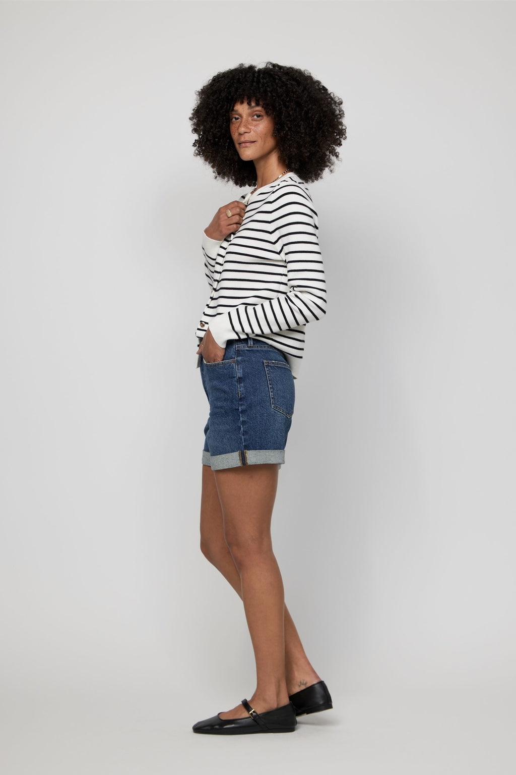 Baxter Rolled Short High Rise Indigo Worn