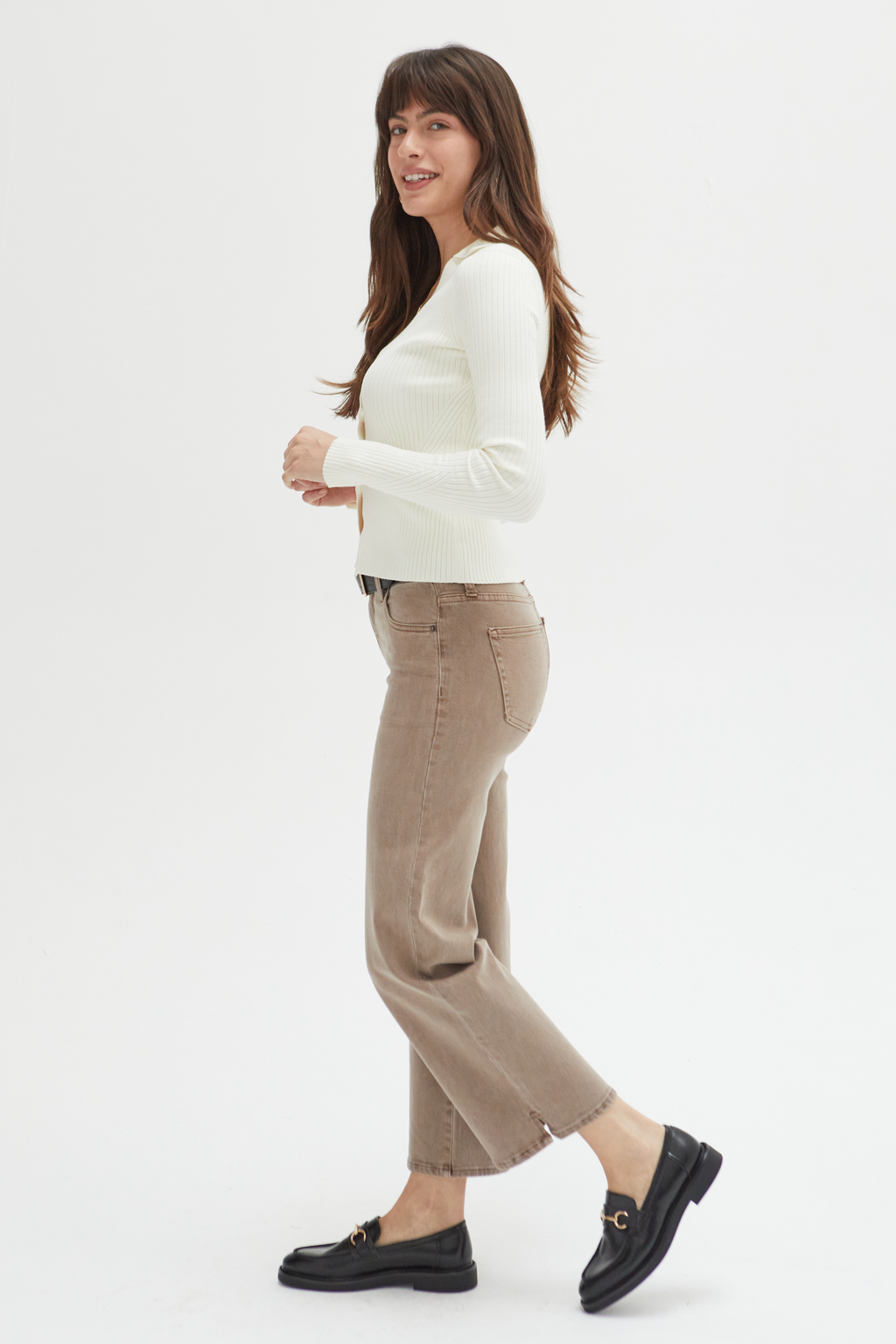 Addington Mid Rise Wide Leg Crop Brown Overdye