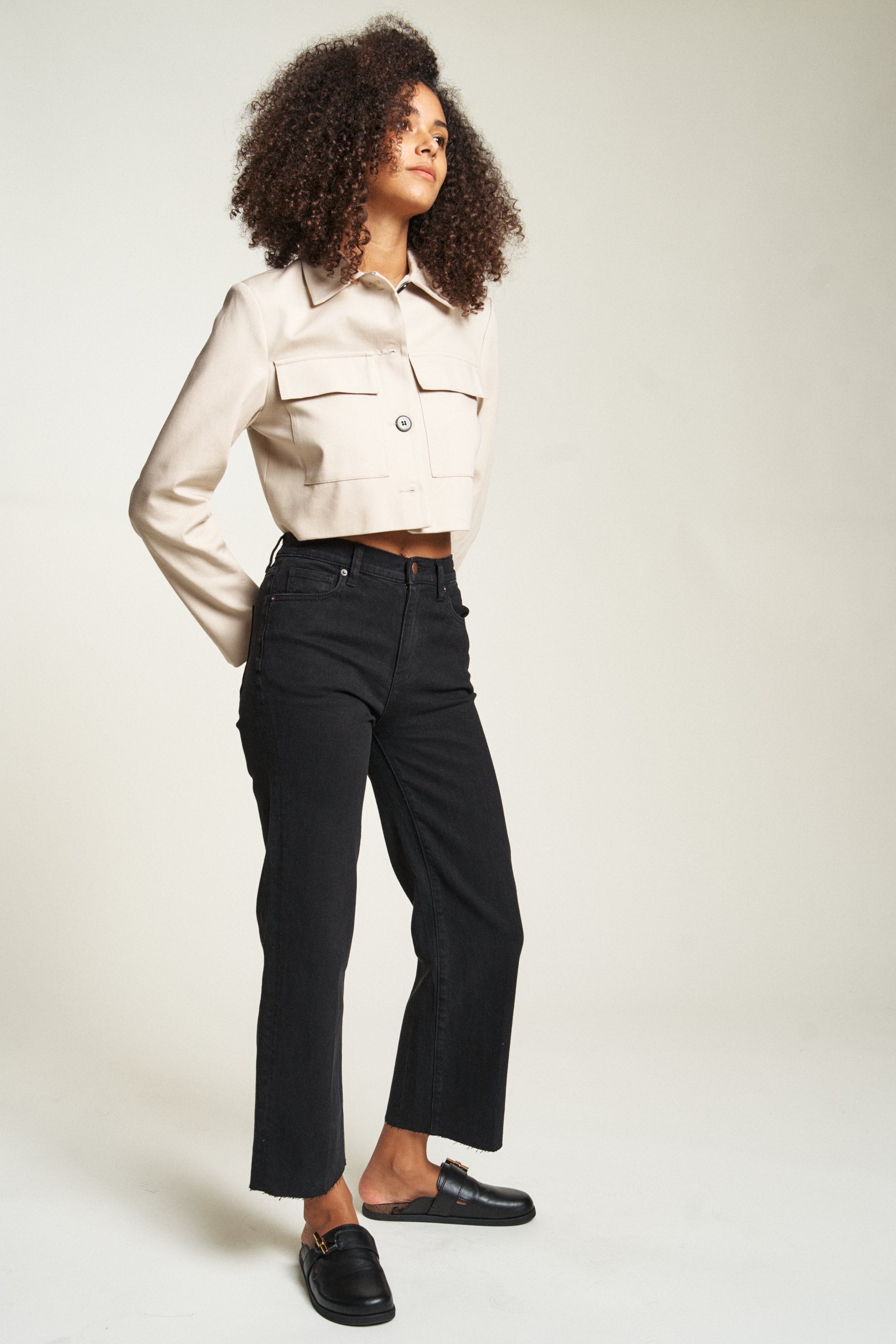Aberdeen High Rise Wide Leg Crop Black