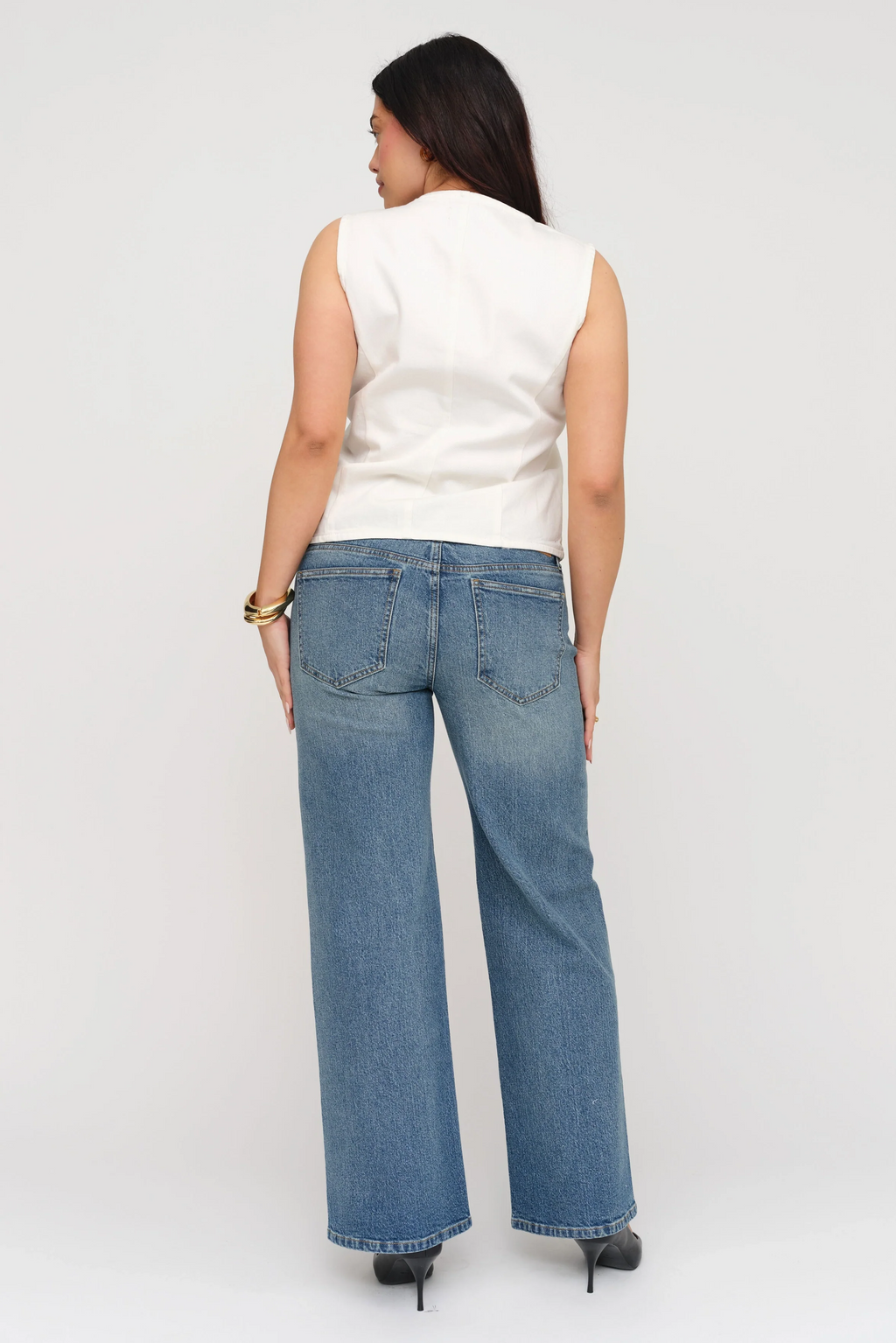 Winston Low Rise Wide Leg Crop True Blue Worn