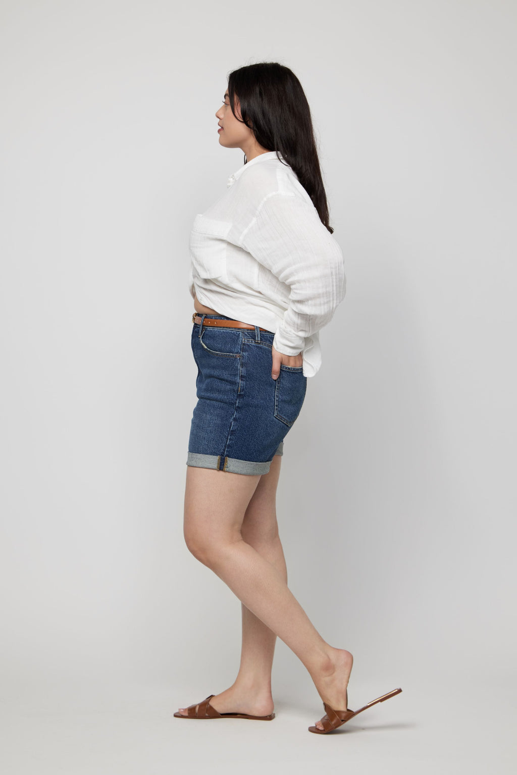 Baxter Rolled Short High Rise Indigo Worn