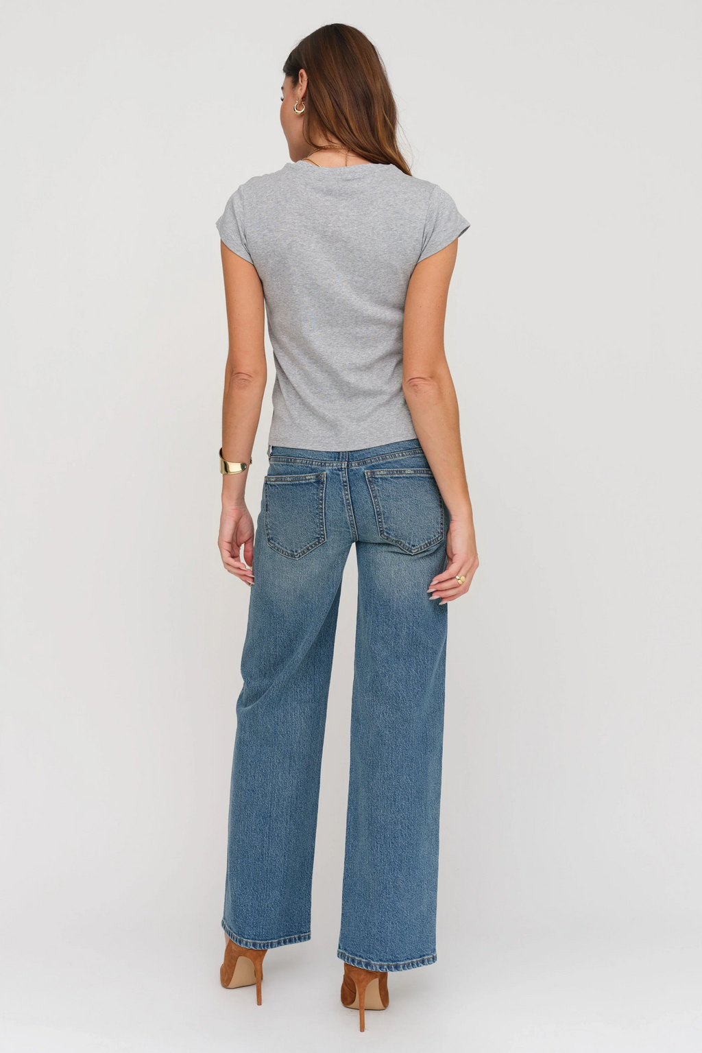 Winston Low Rise Wide Leg Crop True Blue Worn