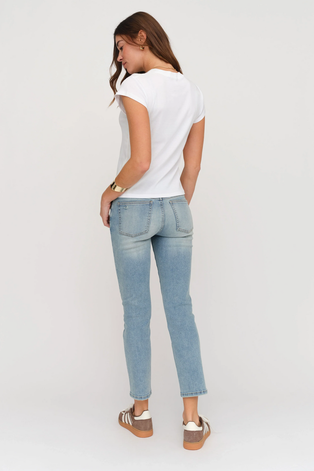 Preston Mid Rise Slim Straight Ankle Sculpt+ Light Worn Vintage