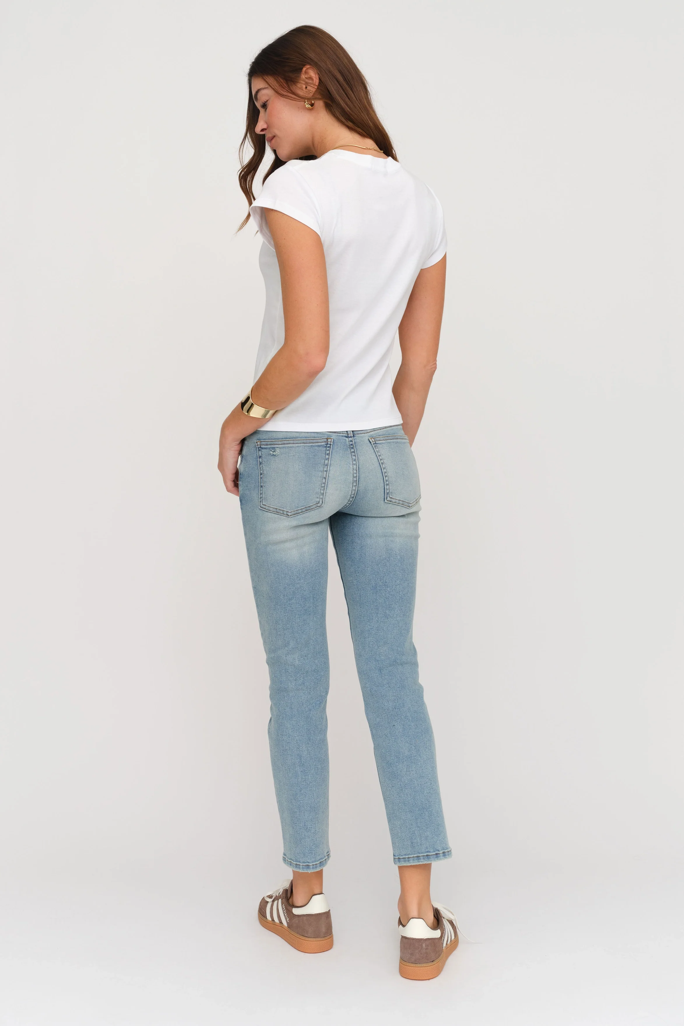 Preston Mid Rise Slim Straight Ankle Sculpt+ Light Worn Vintage