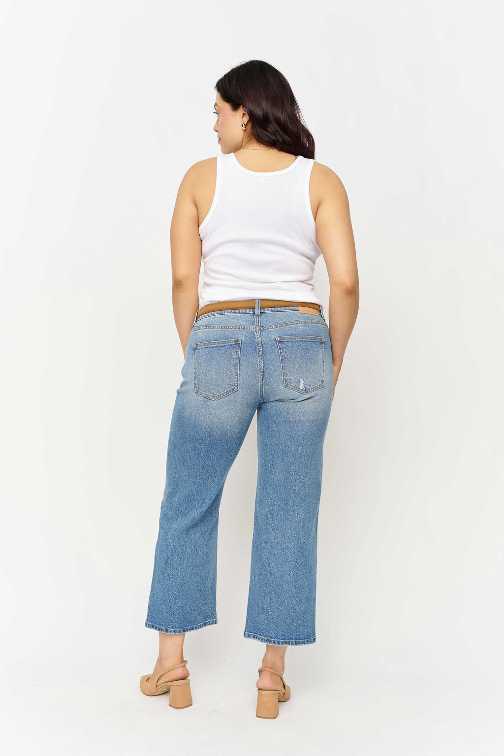 Evelyn Low Rise Wide Leg Crop Classic Worn Indigo