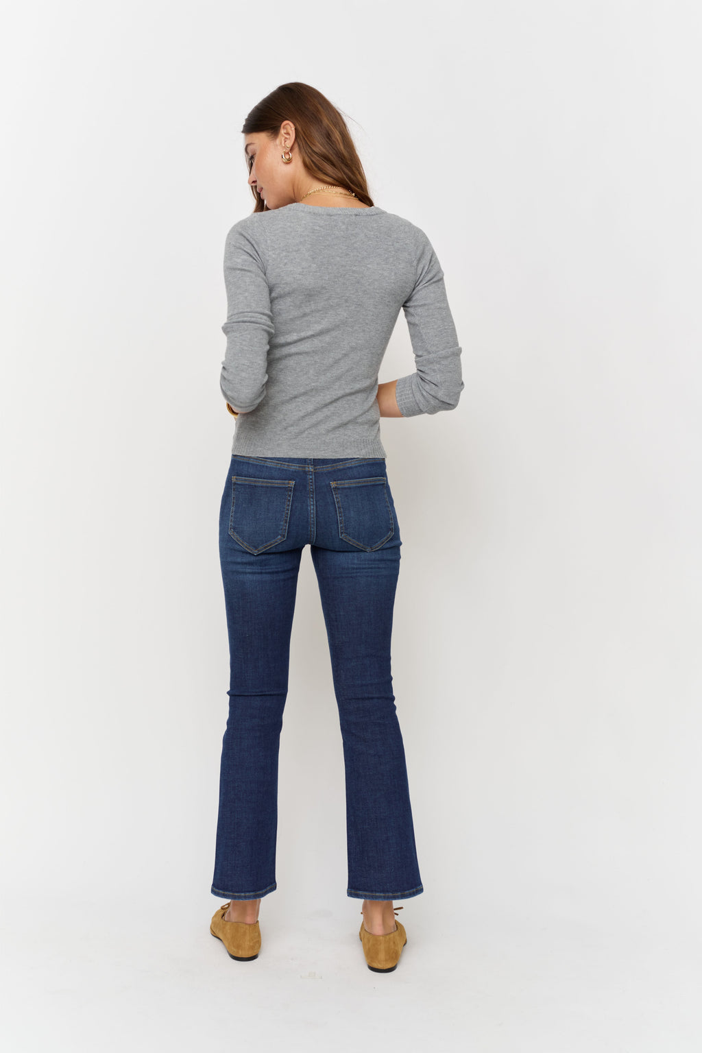 Palmer Kick Flare Mid Rise Crop Sculpt+ Dark Worn