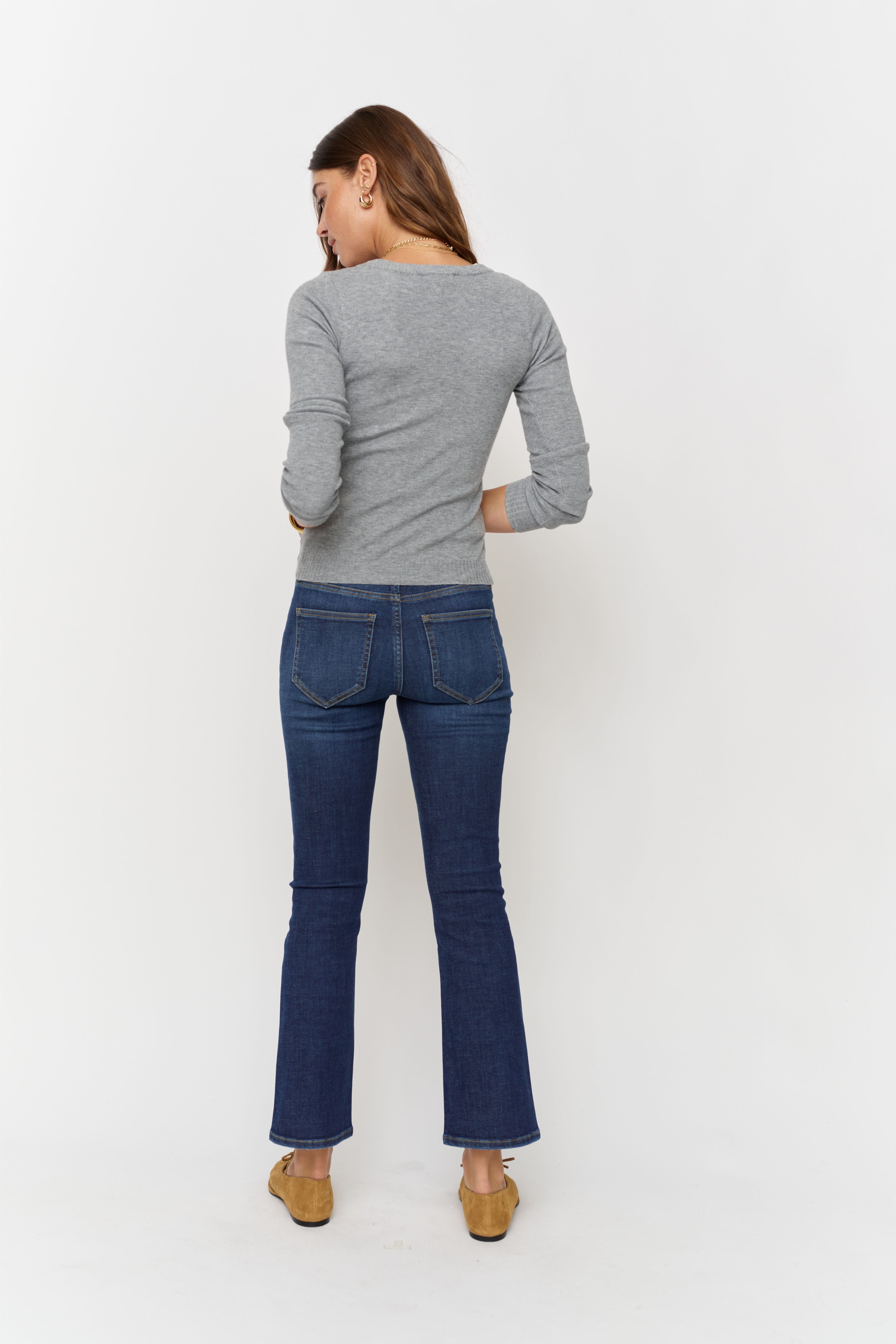 Palmer Kick Flare Mid Rise Crop Sculpt+ Dark Worn