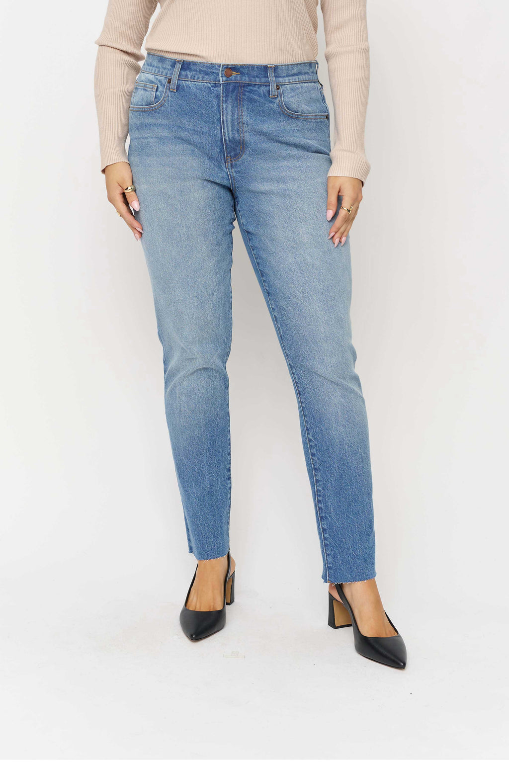 Crosby Mid Rise Relaxed Taper Bright Indigo Worn