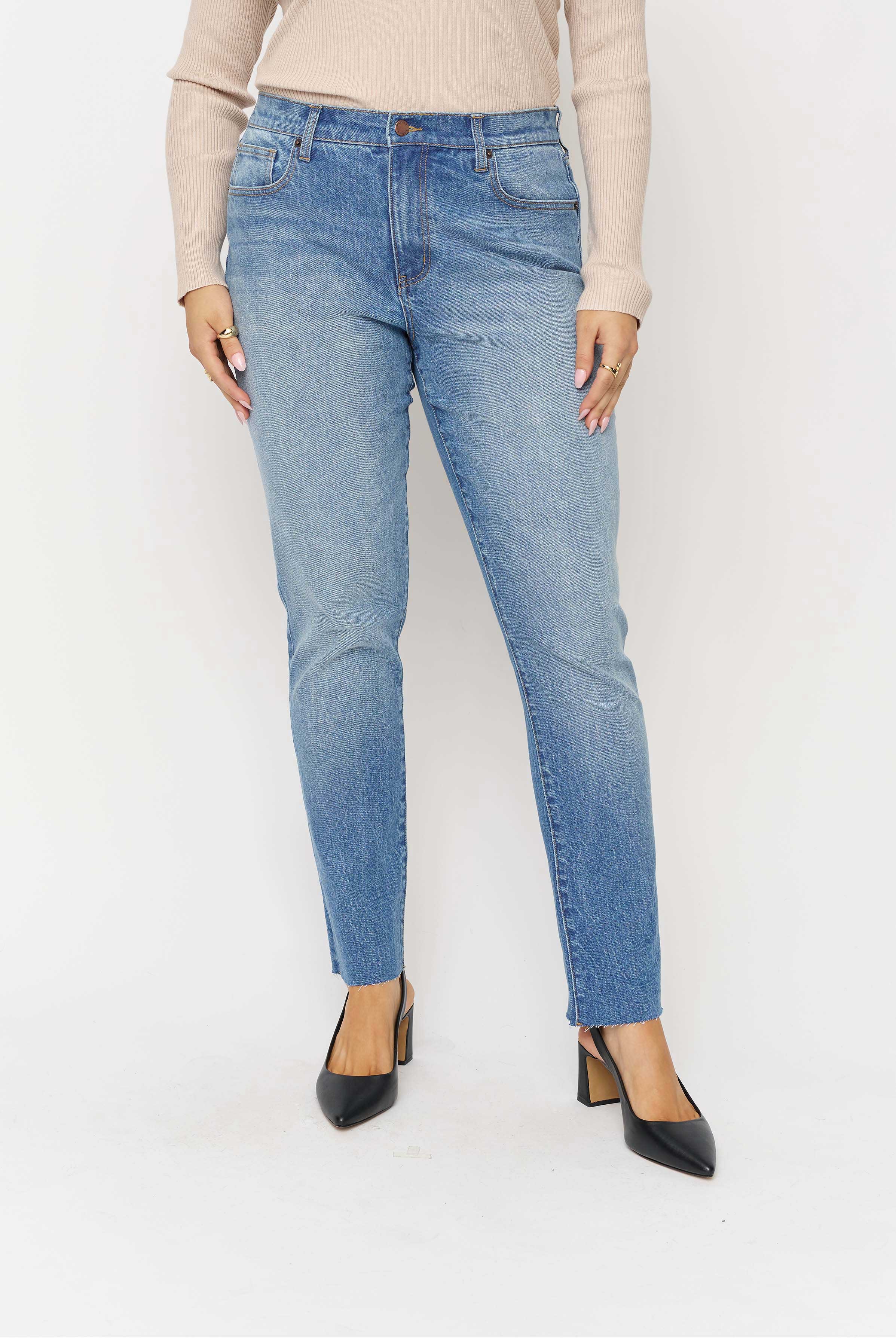 Crosby Mid Rise Relaxed Taper Bright Indigo Worn