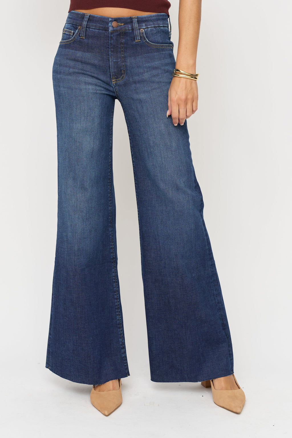 Crawford Mid Rise Fitted Wide Leg Sculpt+ Dark Worn