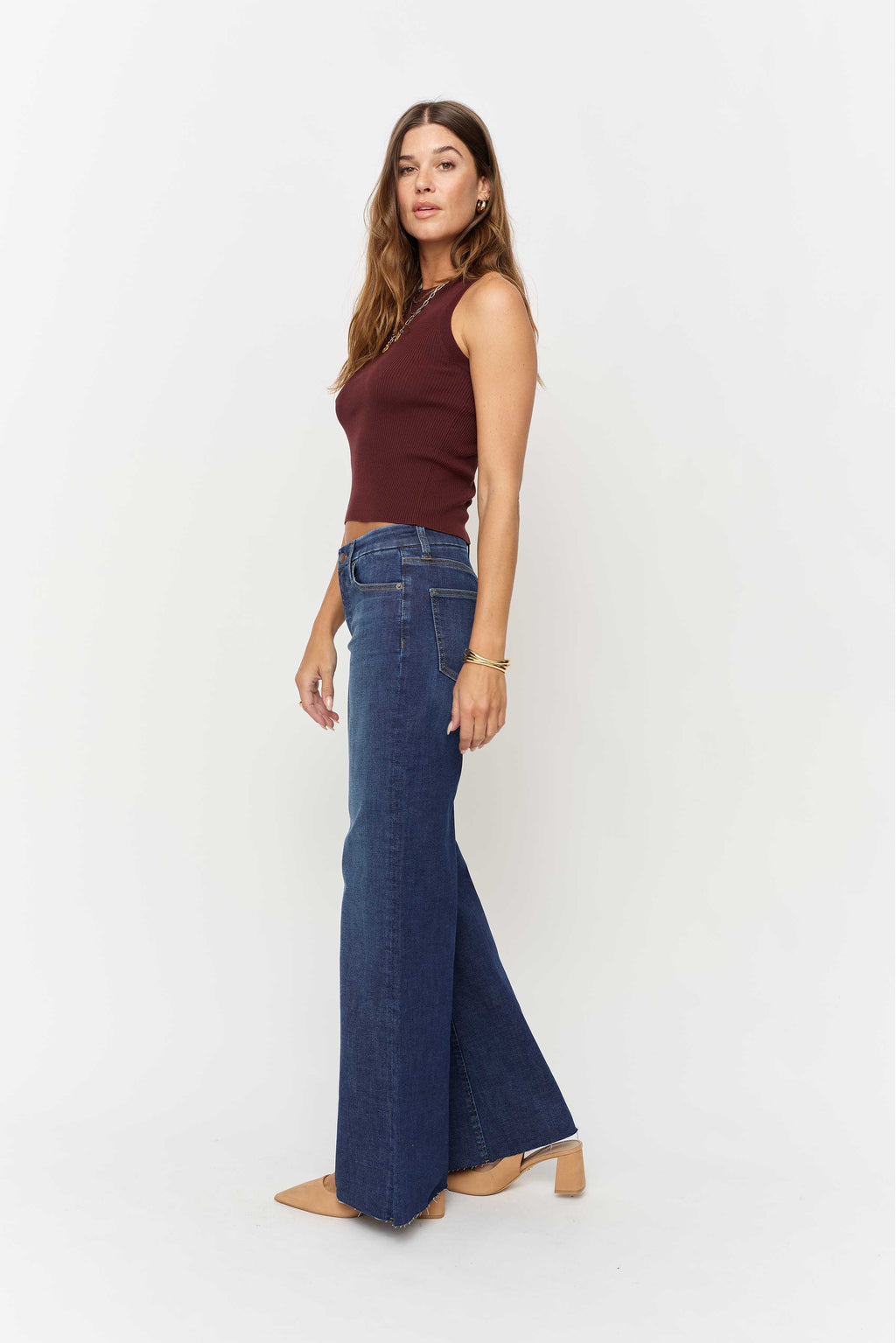 Crawford Mid Rise Fitted Wide Leg Sculpt+ Dark Worn