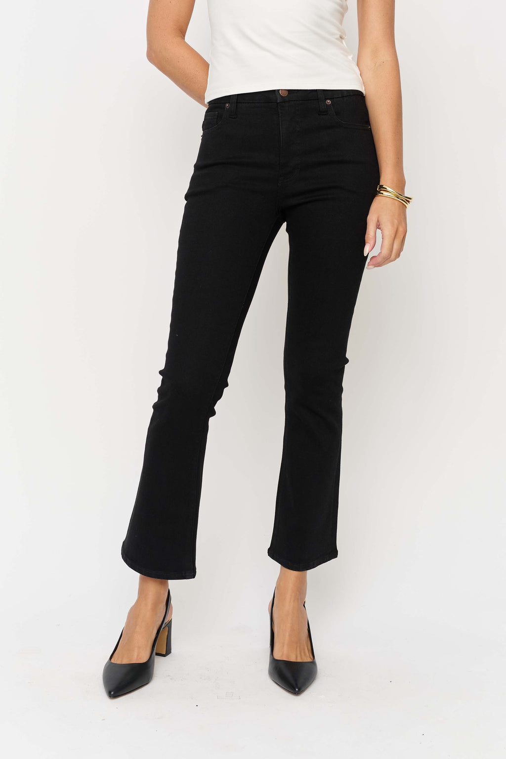 Palmer Mid Rise Crop Kick Flare Sculpt+ Jet Black