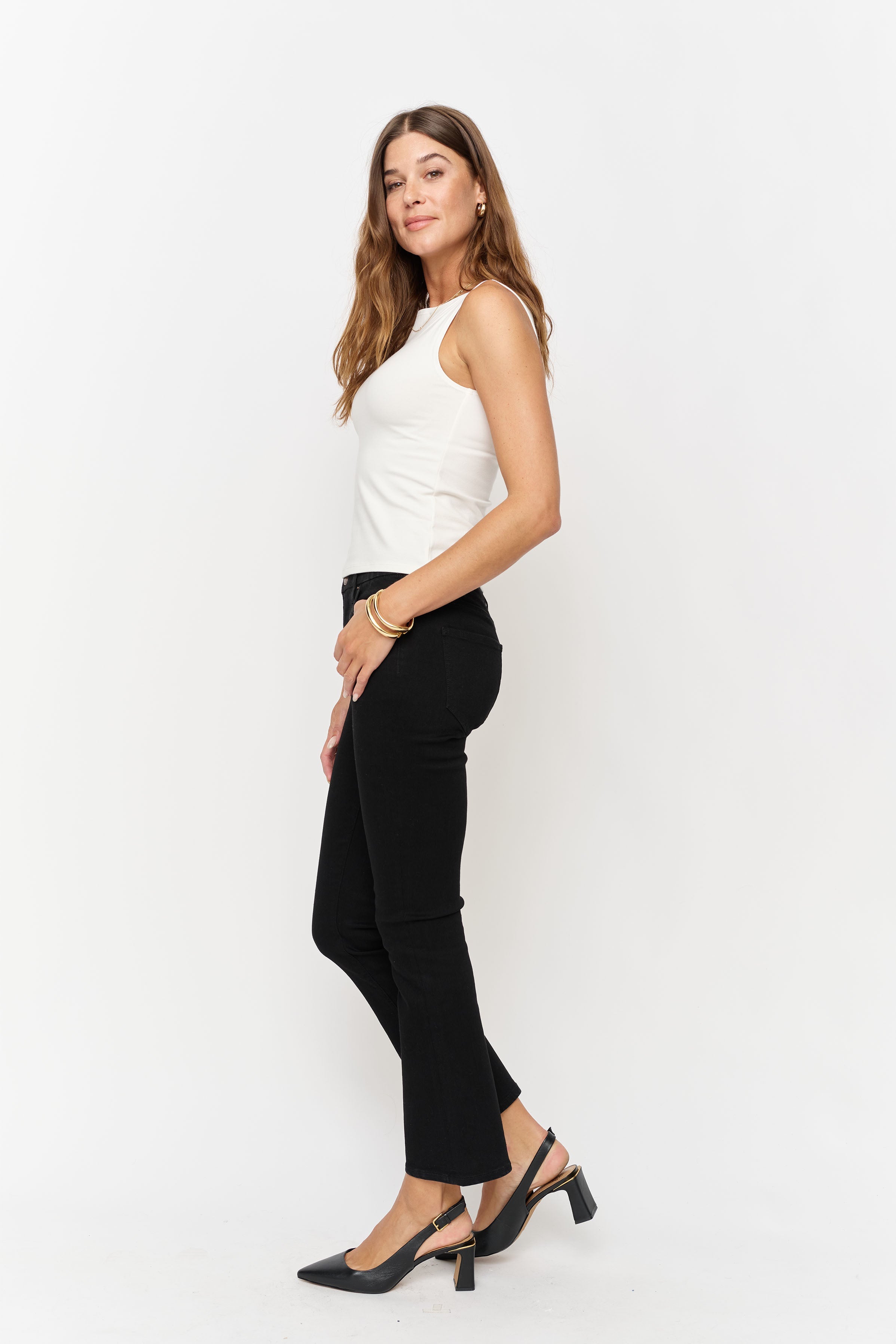 Palmer Mid Rise Crop Kick Flare Sculpt+ Jet Black