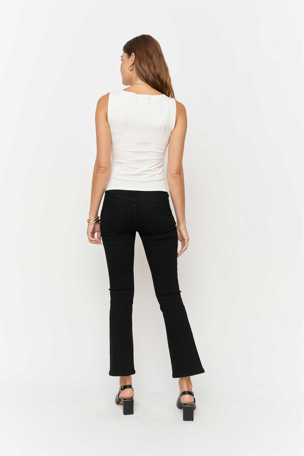 Palmer Mid Rise Crop Kick Flare Sculpt+ Jet Black
