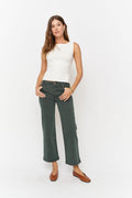 Addington Mid Rise Wide Leg Crop Sculpt+ Pine Overdye