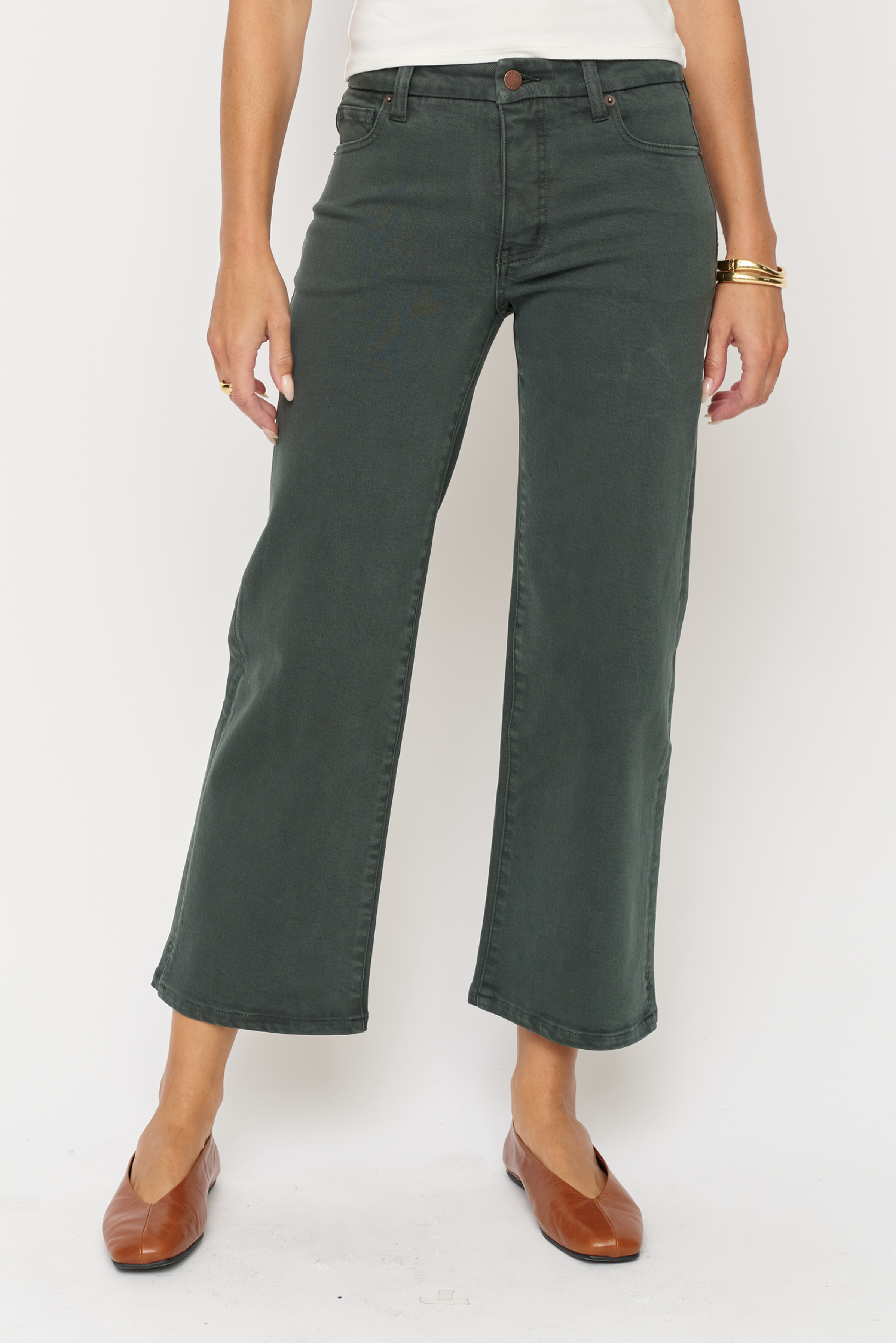 Addington Mid Rise Wide Leg Crop Sculpt+ Pine Overdye