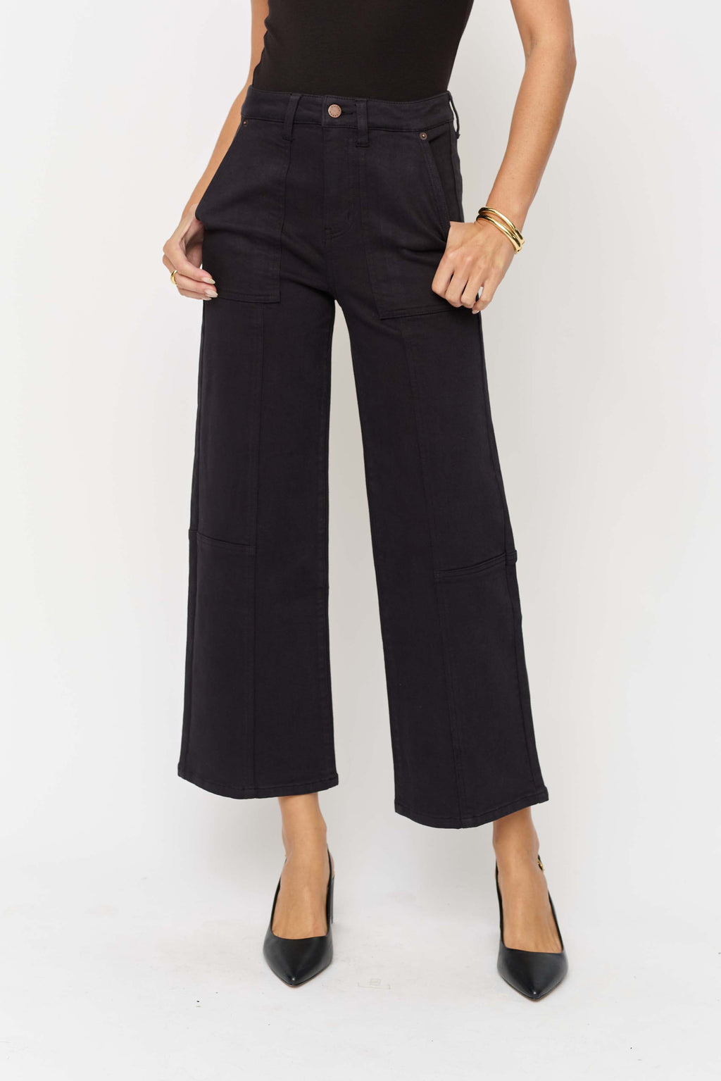 Lawson Wide Leg High Rise Ankle Crop Sculpt+ Black Overdye