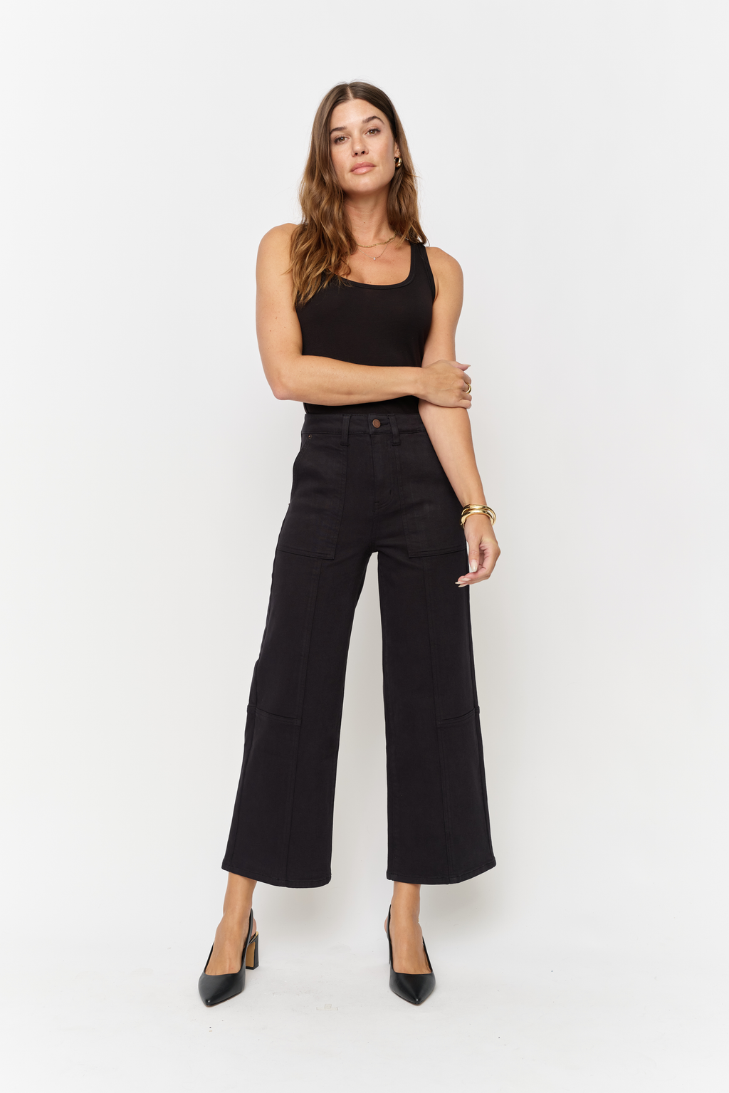 Lawson Wide Leg High Rise Ankle Crop Sculpt+ Black Overdye