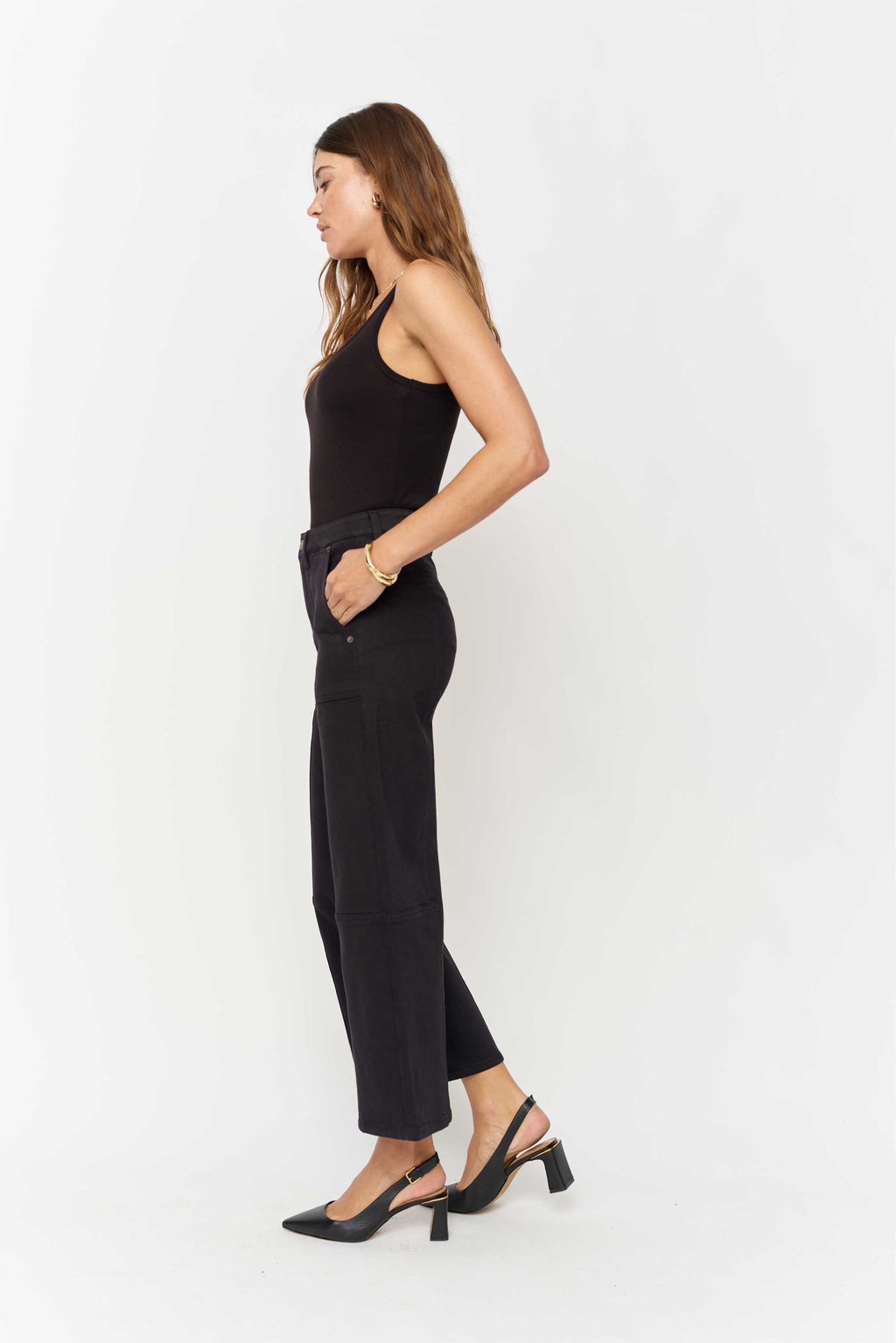 Lawson Wide Leg High Rise Ankle Crop Sculpt+ Black Overdye