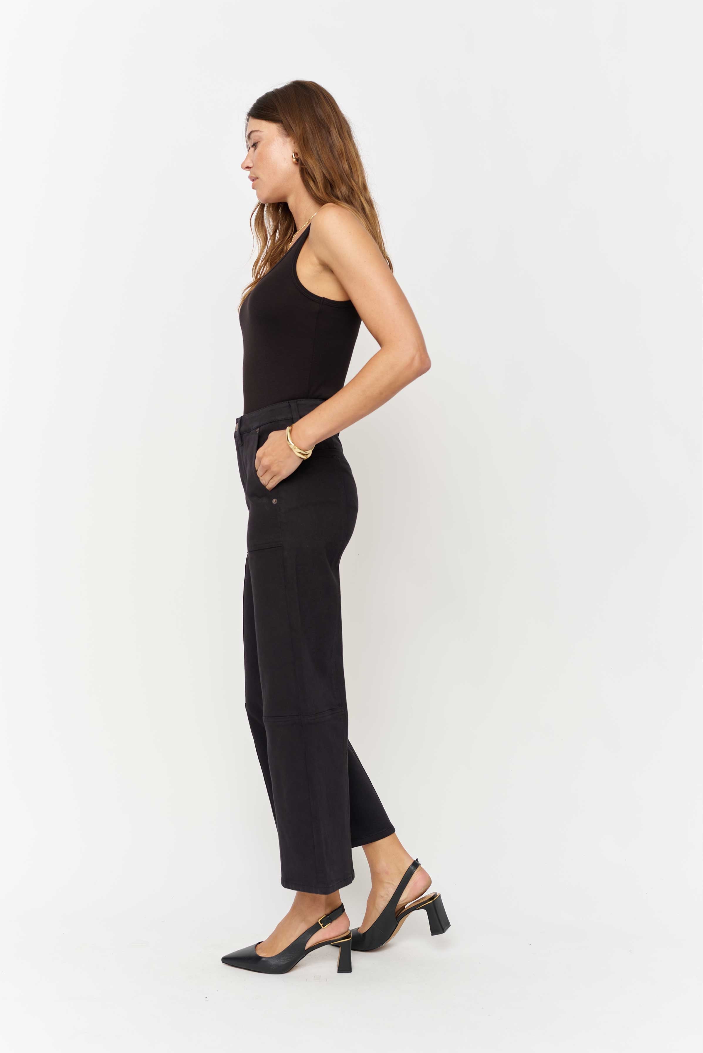Lawson Wide Leg High Rise Ankle Crop Sculpt+ Black Overdye