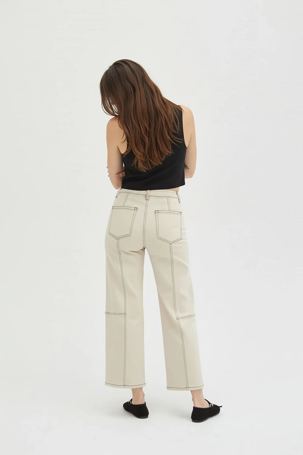 Lawson Wide Leg High Rise Ankle Crop Sculpt+ Ecru