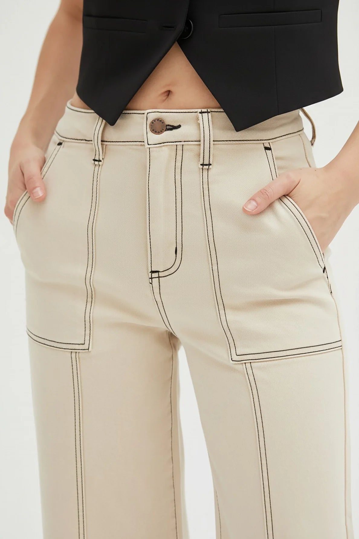 Lawson Wide Leg High Rise Ankle Crop Sculpt+ Ecru