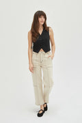 Lawson Wide Leg High Rise Ankle Crop Sculpt+ Ecru