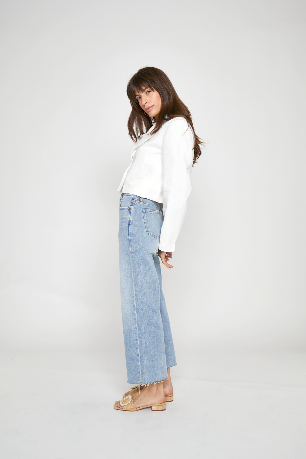 Aberdeen High Rise Wide Leg Light Indigo Worn