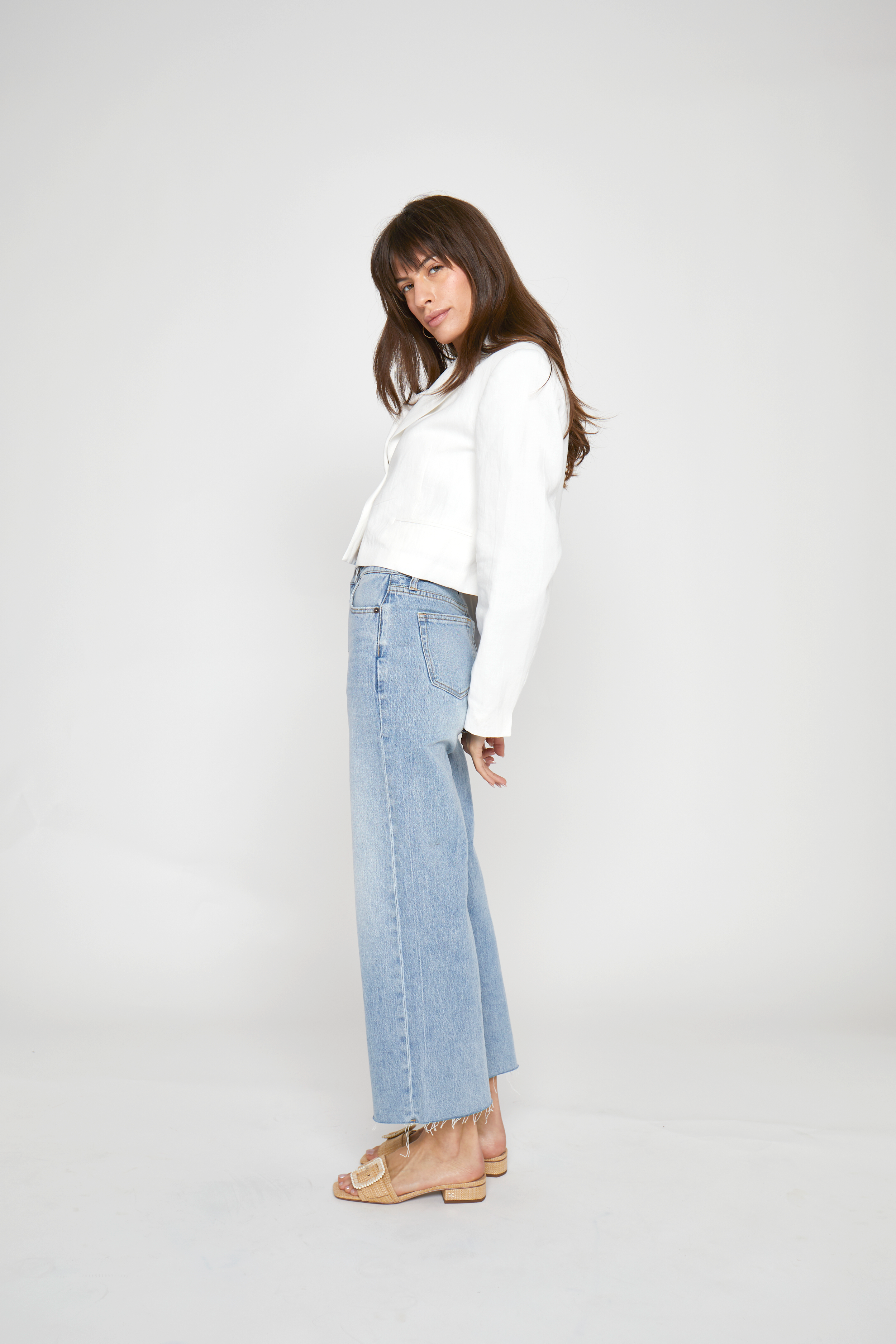 Aberdeen High Rise Wide Leg Light Indigo Worn