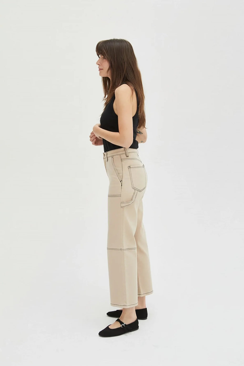 Lawson Wide Leg High Rise Ankle Crop Sculpt+ Ecru