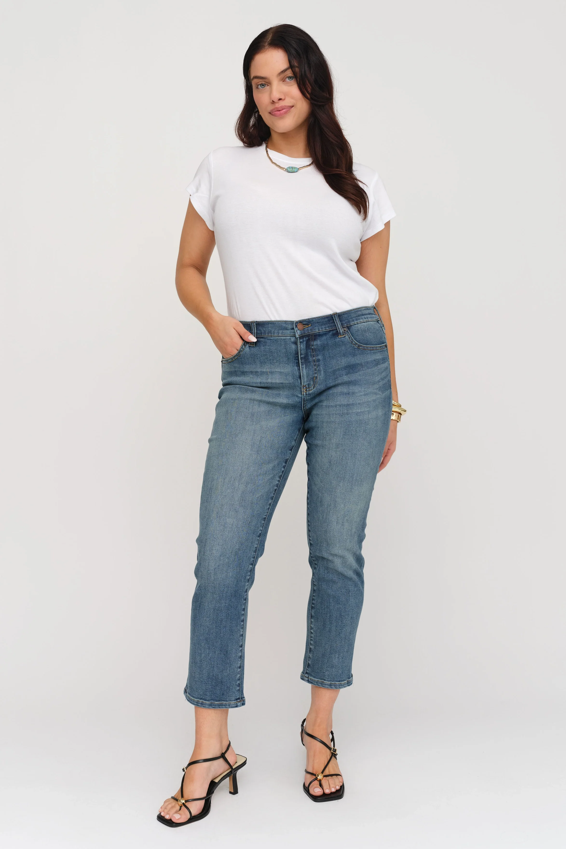 Preston Mid Rise Slim Straight Ankle Sculpt+ Vintage Denim
