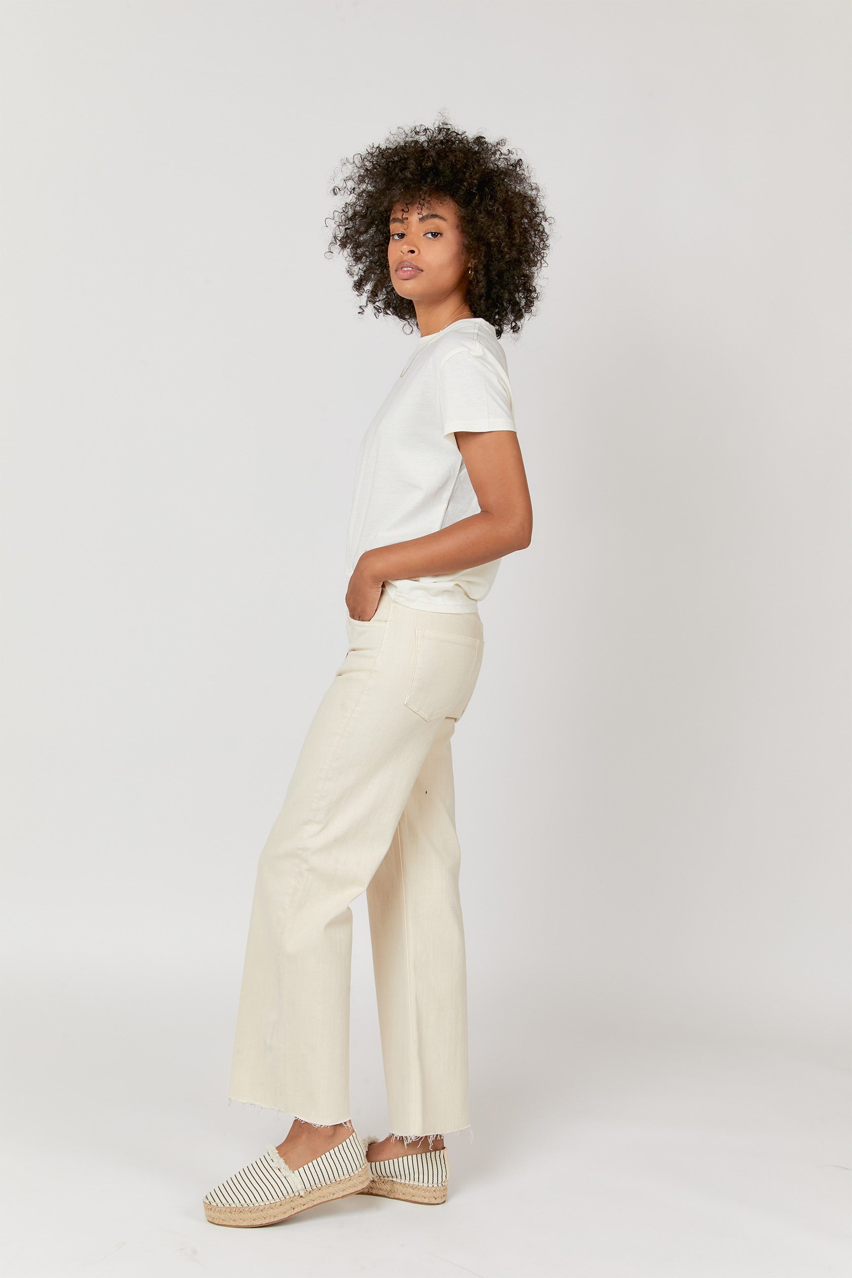 Aberdeen High Rise Wide Leg Crop Sculpt+ Ecru