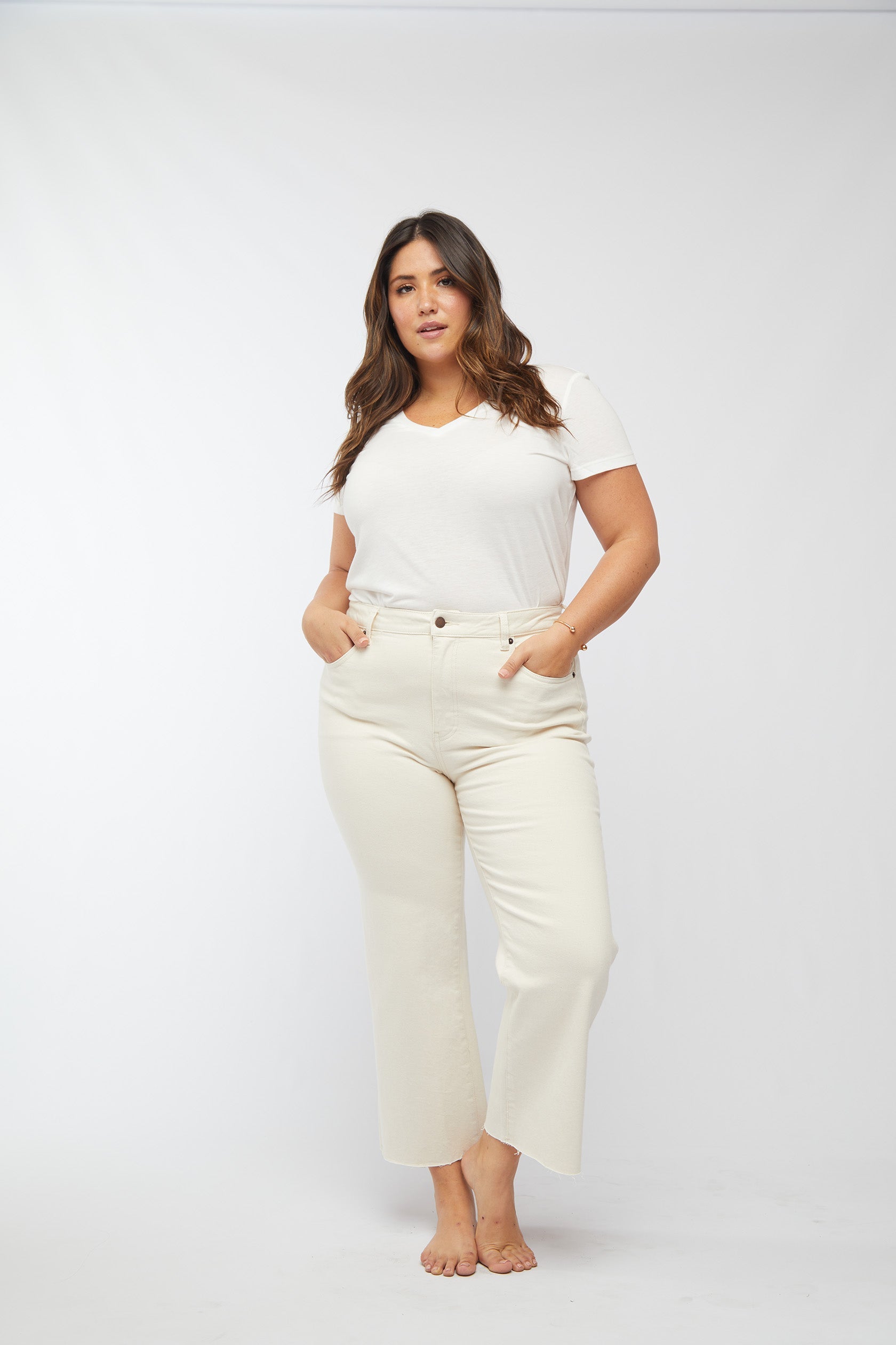 Aberdeen High Rise Wide Leg Crop Sculpt+ Ecru